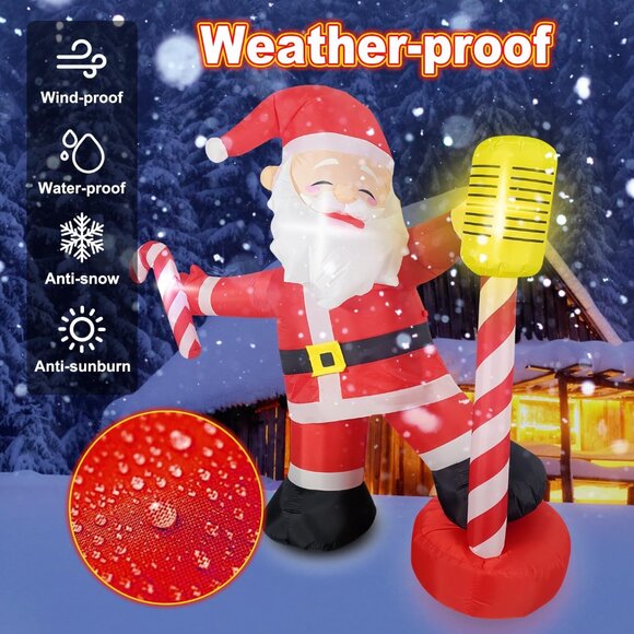 6FT Inflatable Singing Santa with Microphone for Christmas Yard Party Decor - Picture 4 of 7